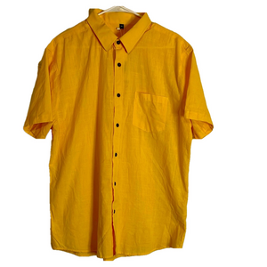 ZEROYAA DESIGN Button Up Collared Shirt, Men’s XL, Yellow
